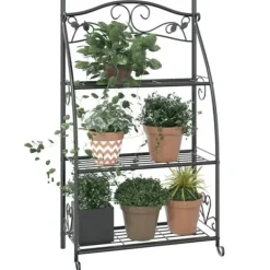 Discount Blomsterstativ i stål – 3-hylder | Farve: Sort | Størrelse: 56x30x96 cm Plantestativer