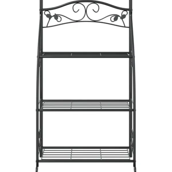 Discount Blomsterstativ i stål – 3-hylder | Farve: Sort | Størrelse: 56x30x96 cm Plantestativer