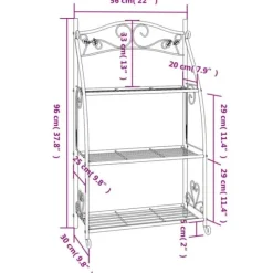 Discount Blomsterstativ i stål – 3-hylder | Farve: Sort | Størrelse: 56x30x96 cm Plantestativer