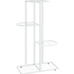 Plantestativer^Blomsterstativ med 4 niveauer i metal - Plantestativ | Farve: Hvid | Størrelse: 43x22x76 cm