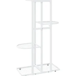 Plantestativer^Blomsterstativ med 4 niveauer i metal - Plantestativ | Farve: Hvid | Størrelse: 43x22x76 cm