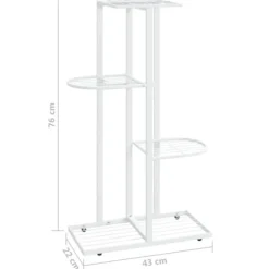 Plantestativer^Blomsterstativ med 4 niveauer i metal - Plantestativ | Farve: Hvid | Størrelse: 43x22x76 cm