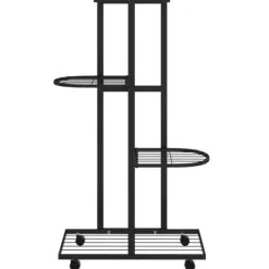 Clearance Blomsterstativ med 4 niveauer og hjul - Jern | Farve: Sort | Størrelse: 44x23x80 cm Plantestativer