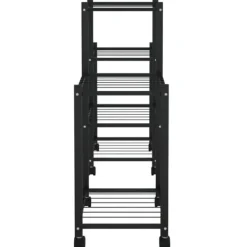 Plantestativer^Blomsterstativ med hjul - Robust plantehylde i jern | Farve: Sort | Størrelse: 83x25x63,5 cm