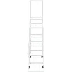 Plantestativer^Blomsterstativ med hjul - Plantestativ i metal | Farve: Hvid | Størrelse: 94,5x25x92,5 cm