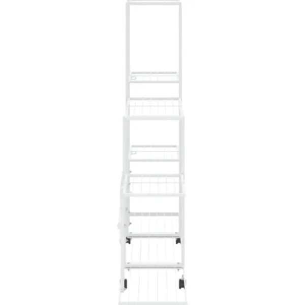 Plantestativer^Blomsterstativ med hjul - Plantestativ i metal | Farve: Hvid | Størrelse: 94,5x25x92,5 cm