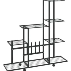 Best Blomsterstativ med hjul - Metal | Farve: Sort | Størrelse: 94,5x25x92,5 cm Plantestativer