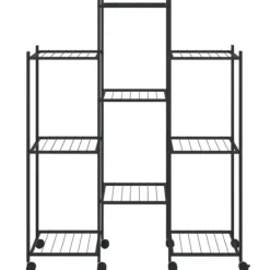 Plantestativer^Blomsterstativ med hjul i jern - Plantehylde | Farve: Sort | Størrelse: 83x25x103,5 cm