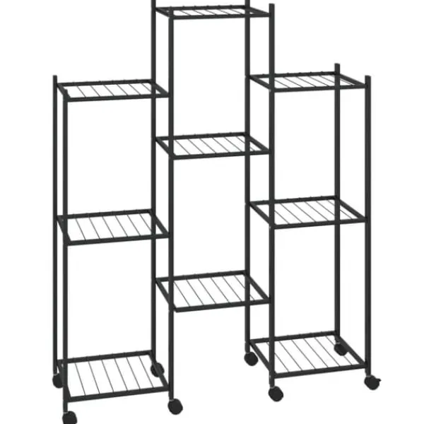 Plantestativer^Blomsterstativ med hjul 83x25x103,5 cm jern sort - Blomsterstativ - Blomsterstativer - Home & Living