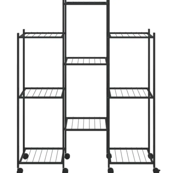 Plantestativer^Blomsterstativ med hjul 83x25x103,5 cm jern sort - Blomsterstativ - Blomsterstativer - Home & Living
