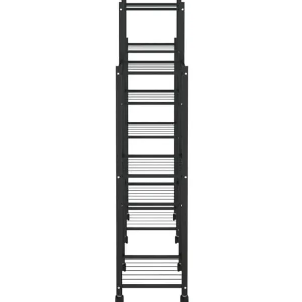 Plantestativer^Blomsterstativ med hjul 83x25x103,5 cm jern sort - Blomsterstativ - Blomsterstativer - Home & Living