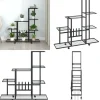 Blomsterstativ med hjul 94,5x25x92,5 cm metal sort - Plantestativ - Plantestativer - Home & Living Plantestativer