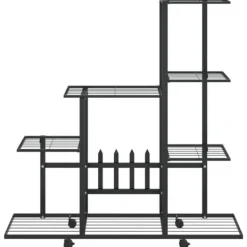 Blomsterstativ med hjul 94,5x25x92,5 cm metal sort - Plantestativ - Plantestativer - Home & Living Plantestativer
