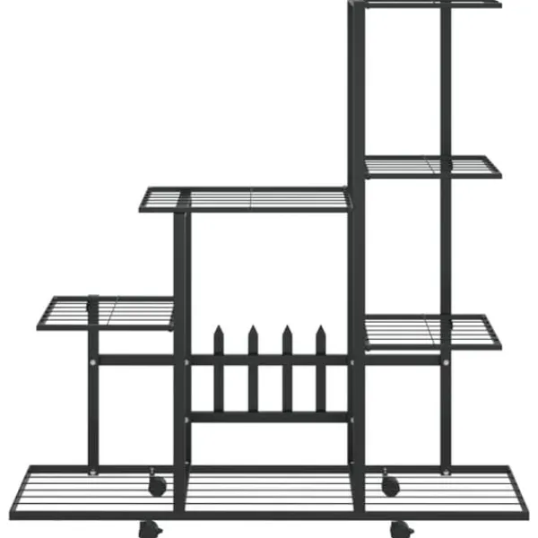 Blomsterstativ med hjul 94,5x25x92,5 cm metal sort - Plantestativ - Plantestativer - Home & Living Plantestativer