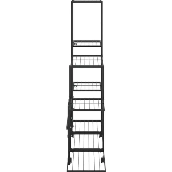 Blomsterstativ med hjul 94,5x25x92,5 cm metal sort - Plantestativ - Plantestativer - Home & Living Plantestativer