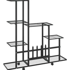Blomsterstativ med hjul 94,5x25x92,5 cm metal sort - Plantestativ - Plantestativer - Home & Living Plantestativer
