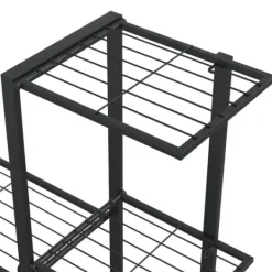Blomsterstativ med hjul 94,5x25x92,5 cm metal sort - Plantestativ - Plantestativer - Home & Living Plantestativer