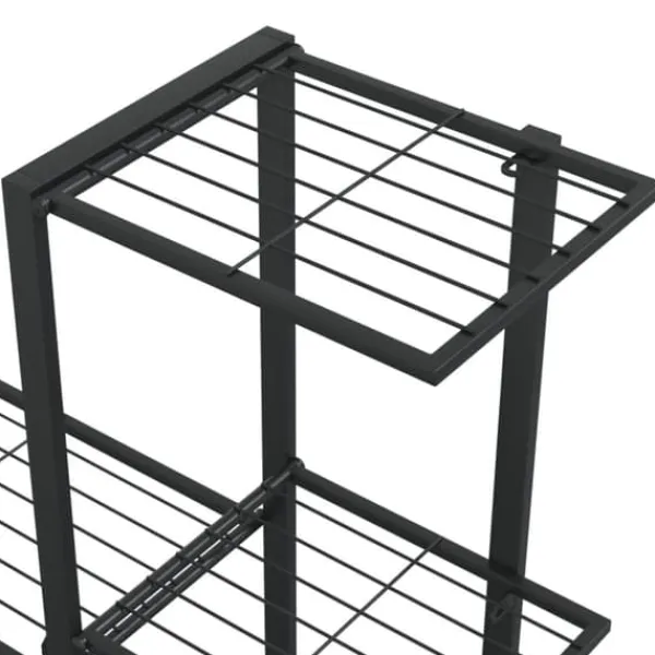 Blomsterstativ med hjul 94,5x25x92,5 cm metal sort - Plantestativ - Plantestativer - Home & Living Plantestativer