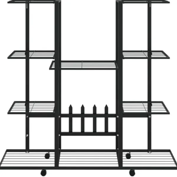 Discount Blomsterstativ med hjul 94,5x24,5x91,5 cm jern sort - Blomsterstativ - Blomsterstativer - Home & Living Plantestativer