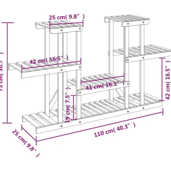 Hot Blomsterstativ 110x25x73 cm massivt fyrretræ - Blomsterstativ - Blomsterstativer - Home & Living Plantestativer