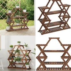 Blomsterstativ 110x25x105 cm massivt fyrretræ - Blomsterstativ - Blomsterstativer - Home & Living Plantestativer