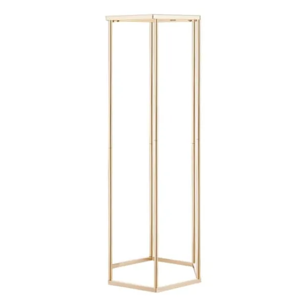 Blomster^Blomsterstativer - Søjle - 10 stk - 80 cm Høje - Sekskantet Design - Med Akrylplade - Midtpunkt Til Bryllup & Fest - Guld