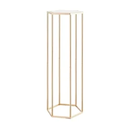 Blomster^Blomsterstativer - Søjle - 10 stk - 80 cm Høje - Sekskantet Design - Med Akrylplade - Midtpunkt Til Bryllup & Fest - Guld