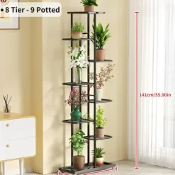 Discount Blomstestativ, 6-8 niveauer, holdbar metal konstruktion,8lag-sort Krukker & Plantebeholdere