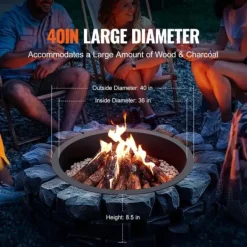 Tilbehør Til Brændeovne & Pejse^Bålring 40”, Ydre 36”, Indre stålforing, gør-det-selv, ildsted, havebål, holdbart design