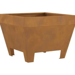 Clearance Bålsted i brun stål med ildstedslåg - Firkantet design | Størrelse: 50 x 50 x 38 cm Pejse