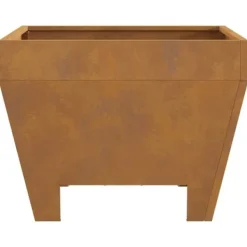 Clearance Bålsted i brun stål med ildstedslåg - Firkantet design | Størrelse: 50 x 50 x 38 cm Pejse