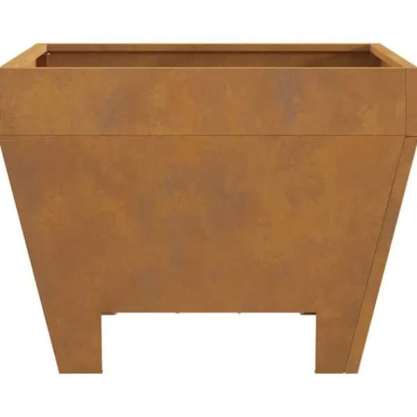 Clearance Bålsted i brun stål med ildstedslåg - Firkantet design | Størrelse: 50 x 50 x 38 cm Pejse