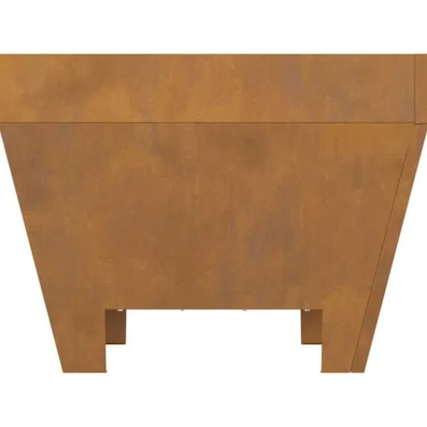 Clearance Bålsted i brun stål med ildstedslåg - Firkantet design | Størrelse: 50 x 50 x 38 cm Pejse