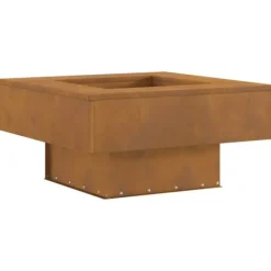Pejse^Bålsted i forvitret stål - Firkantet bålplads | Størrelse: 60 x 60 x 30 cm | Farve: Brun