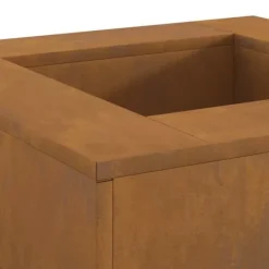 Pejse^Bålsted i forvitret stål - Firkantet bålplads | Størrelse: 60 x 60 x 30 cm | Farve: Brun