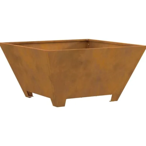 Outlet Bålsted i forvitret stål - Kvadratisk bålplads | Størrelse: 60x60x30 cm | Farve: Brun Pejse