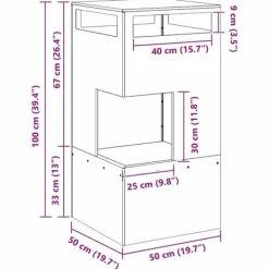 Pejse^Bålsted i Forvitret Stål 50 x 50 x 100 cm - Udendørs Ildkurv | Farve: Brun