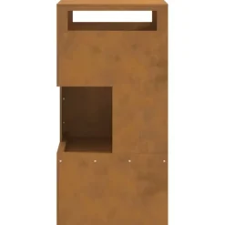 Pejse^Bålsted i Forvitret Stål 50 x 50 x 100 cm - Udendørs Ildkurv | Farve: Brun
