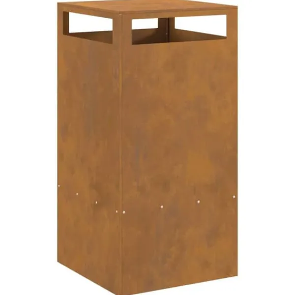 Pejse^Bålsted i Forvitret Stål 50 x 50 x 100 cm - Udendørs Ildkurv | Farve: Brun