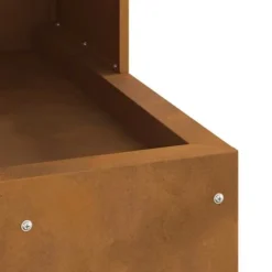 Pejse^Bålsted i Forvitret Stål 50 x 50 x 100 cm - Udendørs Ildkurv | Farve: Brun