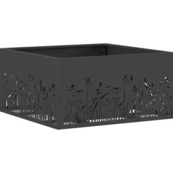 Pejse^Bålsted i koldvalset stål - Firkantet design | Størrelse: 60x60x30 cm | Farve: Sort
