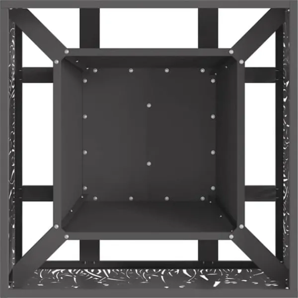 Pejse^Bålsted i koldvalset stål - Firkantet design | Størrelse: 60x60x30 cm | Farve: Sort