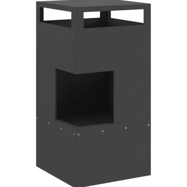 Pejse^Bålsted i koldvalset stål - Moderne ildkurv til udendørs brug | Størrelse: 50x50x100 cm | Farve: Sort