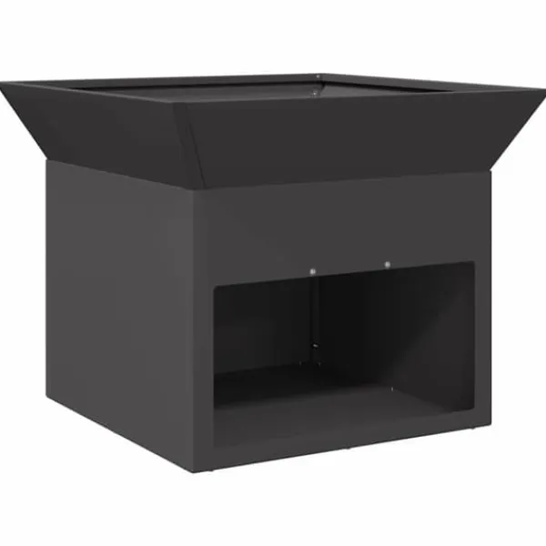 Outlet Bålsted i stål - Kubisk design | Farve: Sort | Størrelse: 50x50x40 cm Brændeovne