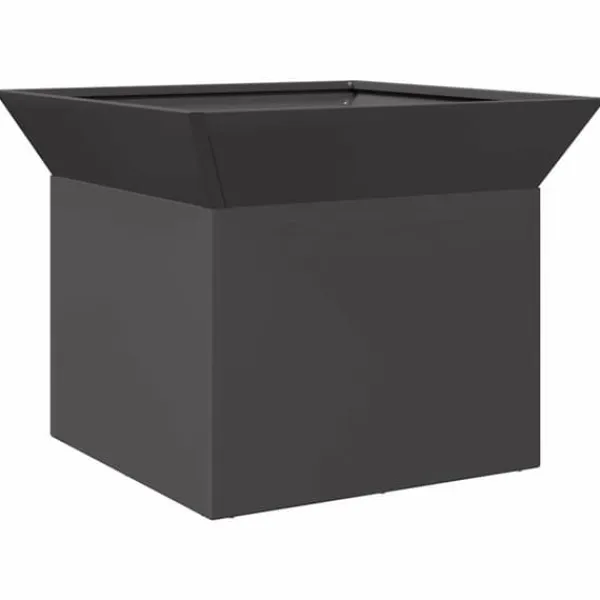 Outlet Bålsted i stål - Kubisk design | Farve: Sort | Størrelse: 50x50x40 cm Brændeovne