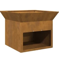 Sale Bålsted kubisk ildsted i rusten stål - Outdoor fire pit | Størrelse: 50x50x40 cm Pejse