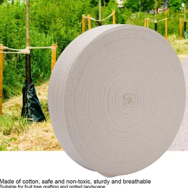 Haveduge^bomuldstræbåndsbånd til binding, podning, bonsai-haveredskab (4 cm, hvid)