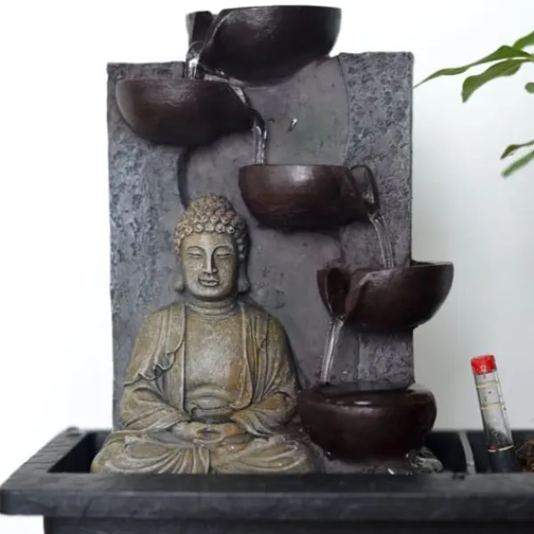 Springvand & Damme^Bonsai med vattenfal - Bonsai - Højde 25-35cm - ⌀29cm
