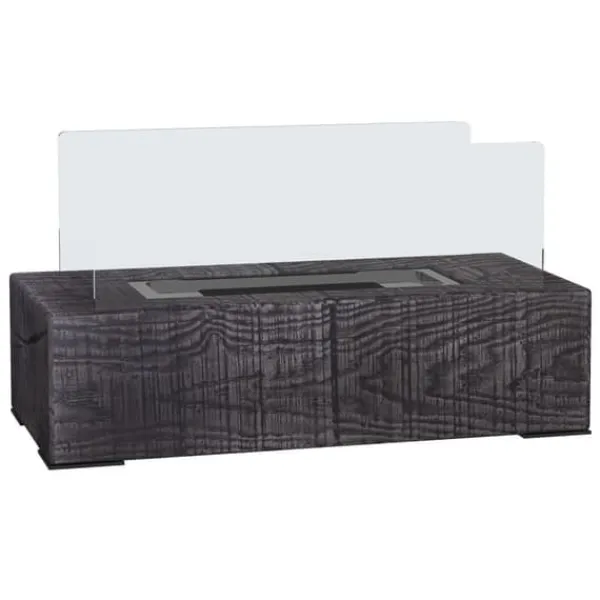 Hot Bord-etanolpejs 0,15 L, transportabel med trælook, rustfrit stål 33×16×18 cm Pejse