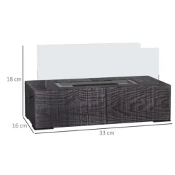Hot Bord-etanolpejs 0,15 L, transportabel med trælook, rustfrit stål 33×16×18 cm Pejse